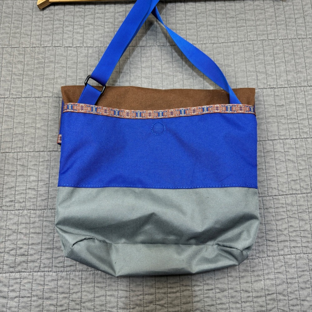 KAVU Kopachuck Crossbody Tote Bag Brown Blue Grey Canvas Travel Outdoors - Picture 4 of 9
